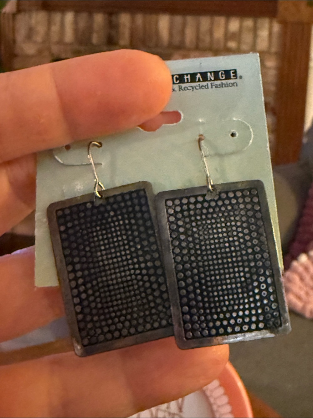 Black Rectangle Dangle Earrings